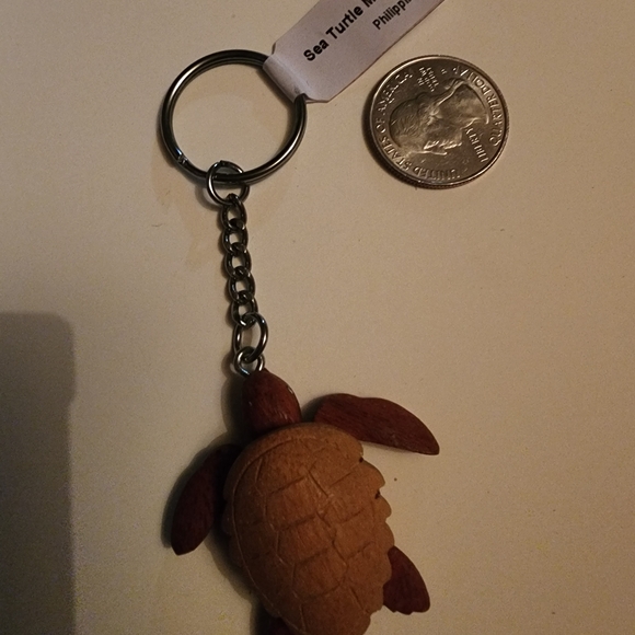 None Other - Brown Hawaii Souvenier Wooden Sea Turtle Keychain - Unbranded